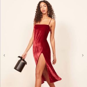 Reformation Ariana Velvet Midi Dress Medium